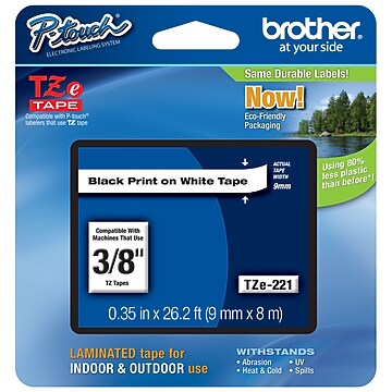 Brother P-touch TZe-221 Laminated Label Tape, 0.35