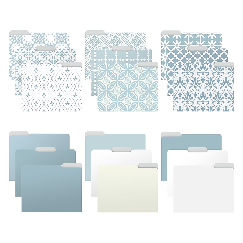 Better Office Soft Floral Tile Heavy-Duty File Folders, 1/3-Cut Tab, Letter Size, Paper Stock, 18/Pack (80033-18PK) image 1