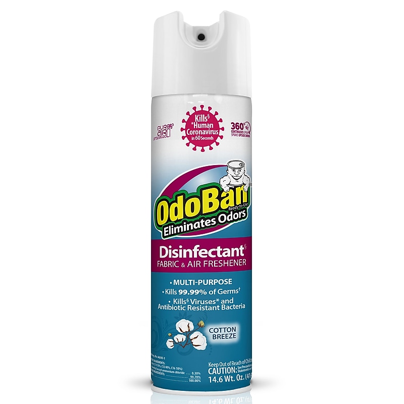 OdoBan Ready to Use Disinfectant Air Freshener & Deodorizer Spray, 14.6 oz., Cotton Breeze Scent (910801-14A) image 1
