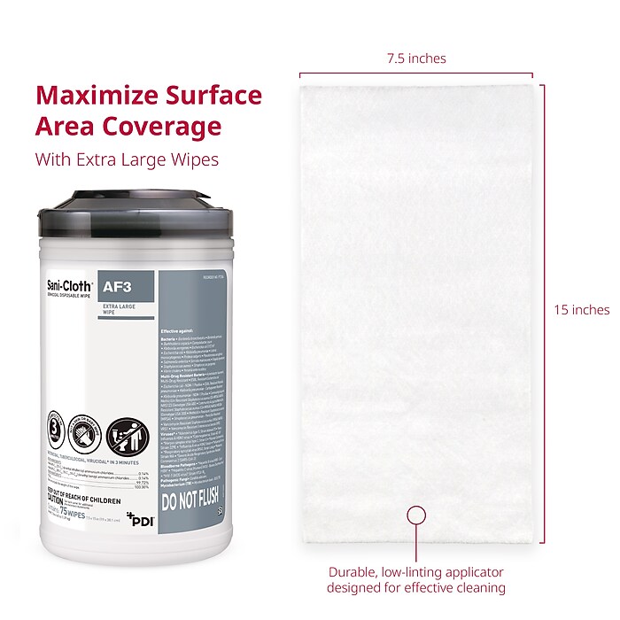 PDI Sani-Cloth AF3 Disinfecting Wipes, 75 Wipes/Container (P72584