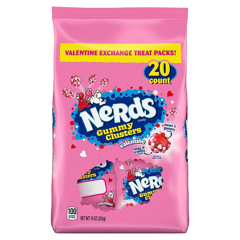 Nerds Valentine's Exchange Gummy Clusters, 10 oz., 20 Pouches/Bag (FER08936) image 1