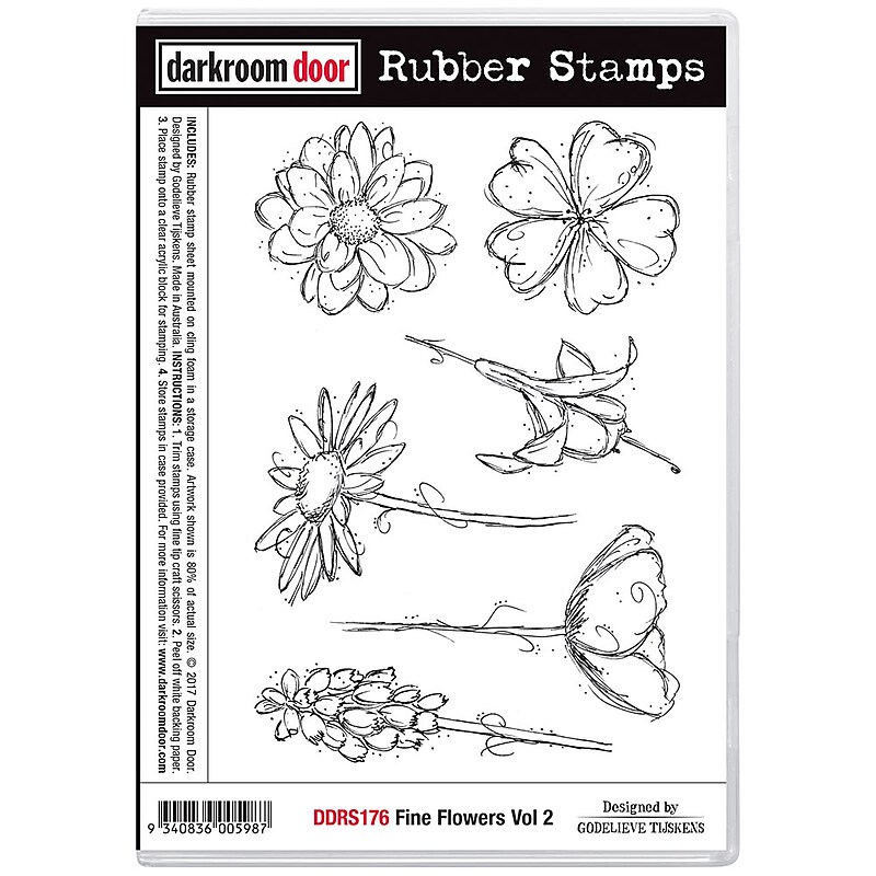 Darkroom Door Fine Flowers Vol 2 Cling Stamps, 7" x 5", Clear (DDRS176) image 1