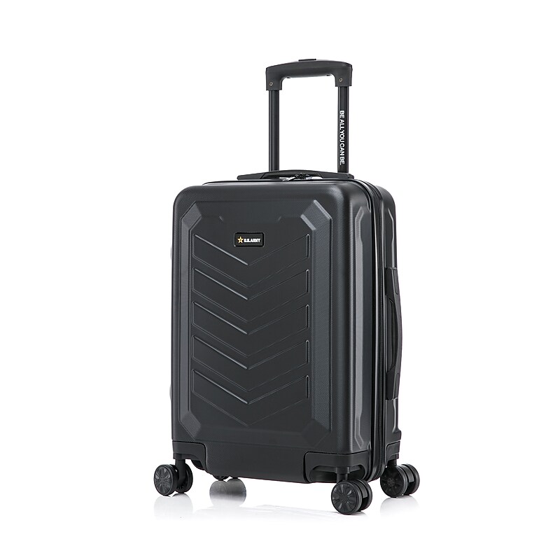 US Army FOX 20" Hardside Carry-On Suitcase, 4-Wheeled Spinner, TSA Checkpoint Friendly, Black (USLFOX00S-BLK) image 1