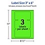 Avery Laser/Inkjet Multipurpose Rectangle Labels, 3" x 6", Neon Green, 120/Pack (94249)~#|#~B9886FA8-D651-4417-9BC28E2D63FFD313_sc7