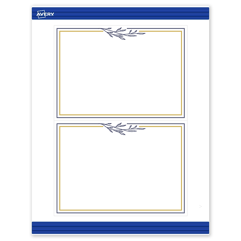 Avery Gold & Navy Border with Florals Matte Blank Card, White, 20/Pack (S00-DNS) image 1
