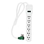 GoGreen Power 6 Outlet Surge Protector, 2.5' Cord, White (GG-16103MS)~#|#~B98A59B0-5B08-4245-8B50F9B654D870B4_sc7