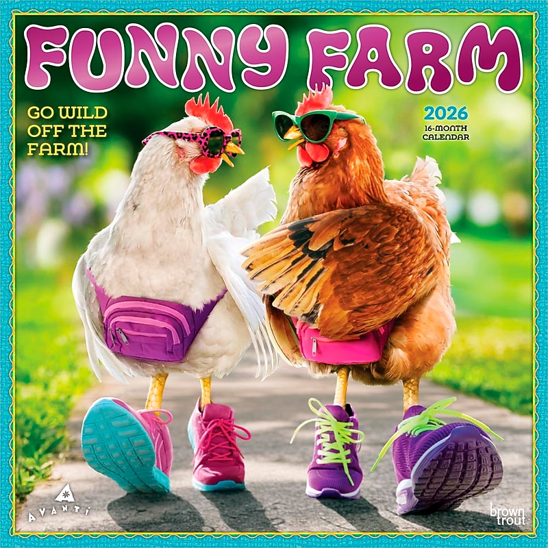 2026 BrownTrout  Funny Farm 12" x 12"  Monthly, Paper Cover,  Funny Farm (9798330701452) image 1