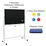 Excello Global Products Double Sided Magnetic Mobile Whiteboard Chalkboard Combo, White Frame, 48" x 32"~#|#~B9969231-A7E2-45BD-934C78C2CB660ADD_sc7