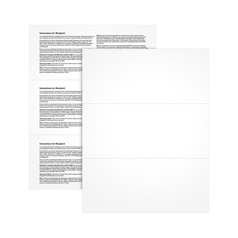 Adams 2024 1099-NEC Blank Forms with Copy B Printed Backs, 50 sheets/pack (LNECBLANK-S) image 1