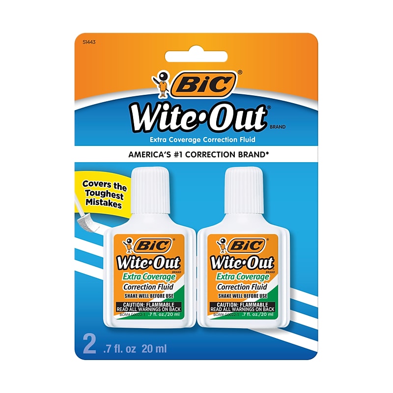 BIC Wite-Out Extra Cover Correction Fluid, 20 ml., 2/Pack (WOFECP24-A-WHI) image 1