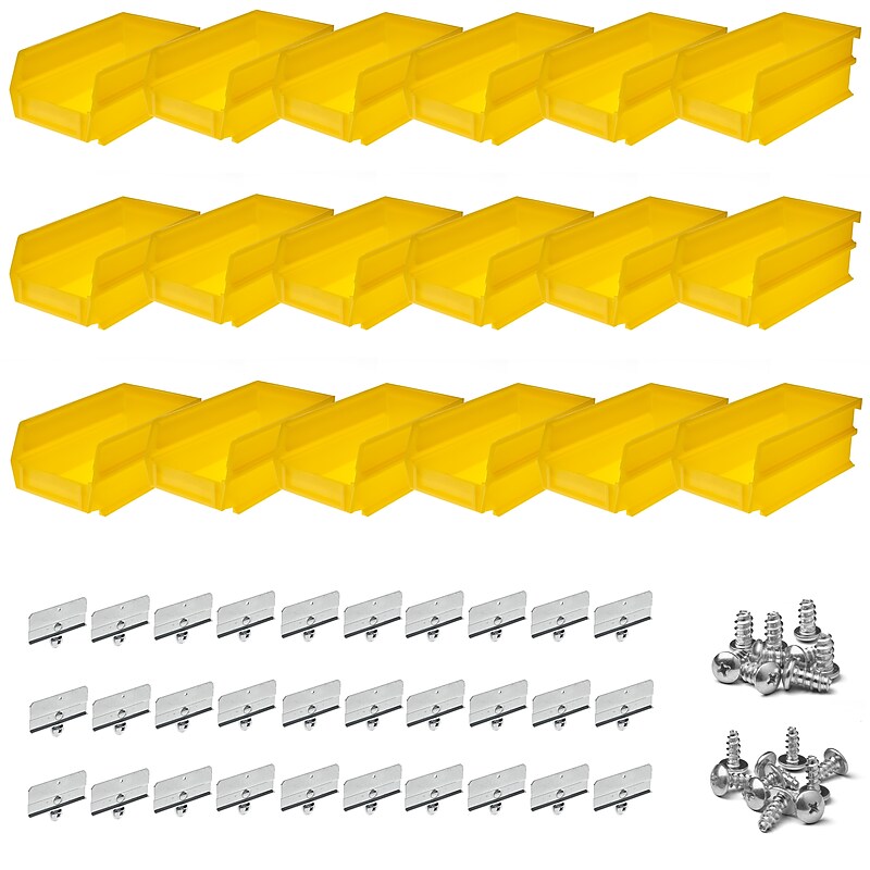 Triton Products 7-3/8" L x 4-1/8" W x 3" H LocBin Storage Bin With BinClip, Yellow, 24/CT (BK-220) image 1