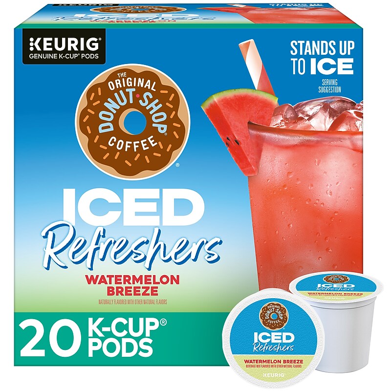 The Original Donut Shop Iced Refreshers Watermelon Breeze, Keurig K-Cup Pods, 20/Box (5000392101) image 1