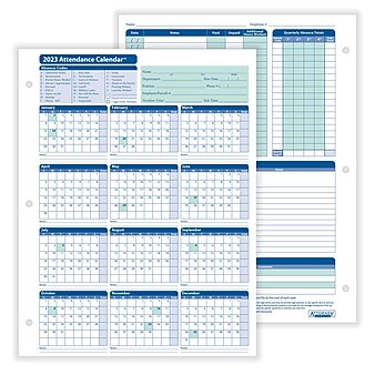 ComplyRight 2023 Attendance Calendar Card, White, Pack of 25 (A4000W25)