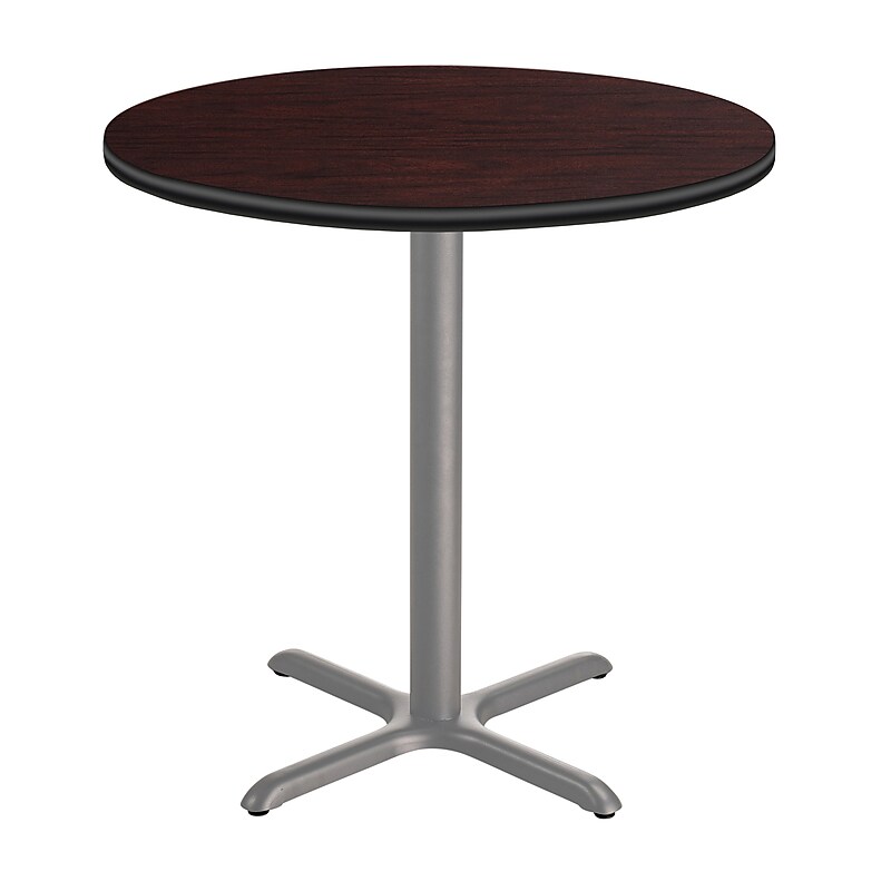 NPS CT Series 36" Round 42" Height Cafe Table, X Base, Grey Frame/Mahogany Top (CTG13636XBPBTMMY) image 1