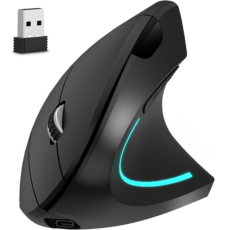 Delton Ergonomic 12 Wireless Ergonomic Vertical Optical Gaming Mouse, Black (DMERG12-WR ) image 1