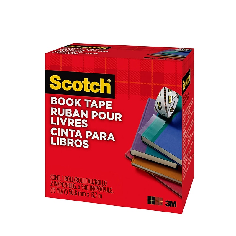 Scotch Book Transparent Clear Tape, 2" x 15 yds., 3" Core, Transparent (845-2) image 1