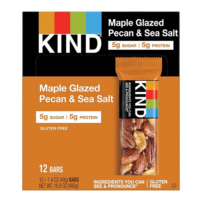 KIND Gluten Free Maple Glazed Pecan & Sea Salt Nut Bar Variety Pack, 1.4 oz., 12 Bars/Box (KND17930) image 1
