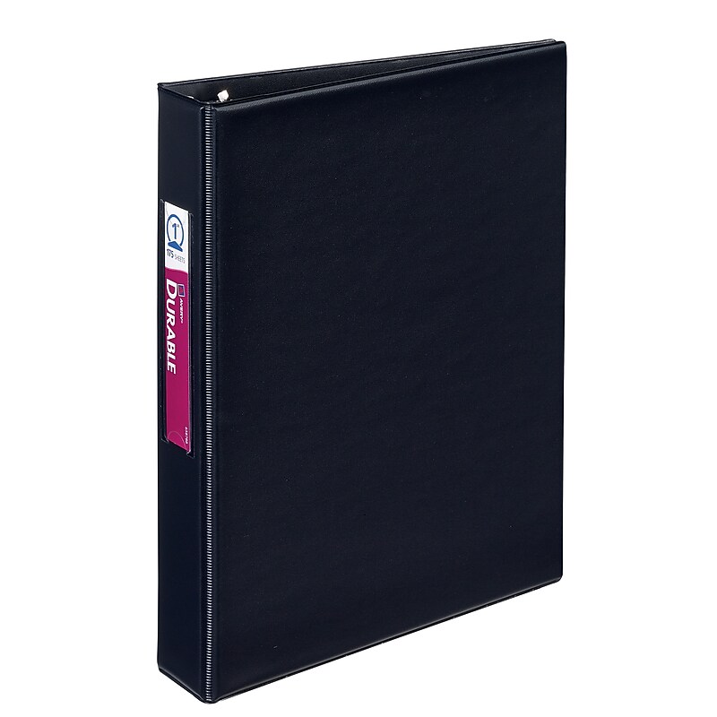 Avery Durable Mini 1" 3-Ring Non-View Binders for 5 1/2" x 8 1/2" paper, Round Ring, Black (AVE27257) image 1