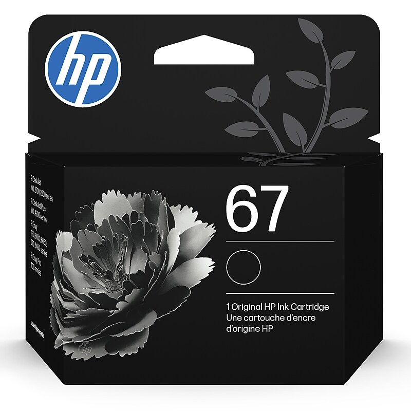 HP 67 Black Standard Yield Ink Cartridge, Prints Up to 120 Pages (3YM56AN#140) image 1