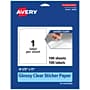 Avery Laser/Inkjet Multipurpose Labels, 11" x 8.5", Glossy Clear, 100/Box (94269)~#|#~B9E0B245-971F-436D-A99F0C533975D2D7_sc7