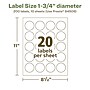 Avery EcoFriendly Laser/Inkjet Circle Multipurpose Labels, 1-3/4" Dia., White, 200/Pack (94509)~#|#~B9E535CC-CDED-4C0E-AC99D46D67F66BC3_sc7