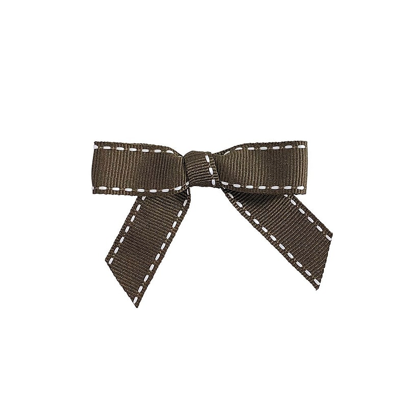JAM Paper Grosgrain Bows, Brown and White Stitch, 100/Pack (52640349327) image 1