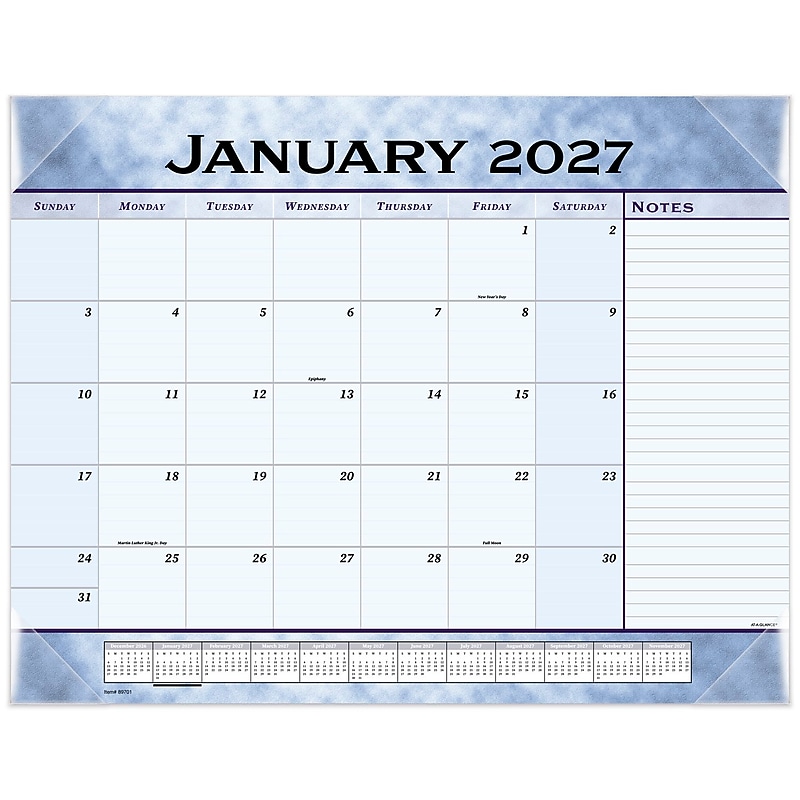 2027 AT-A-GLANCE 21.75" x 17" Monthly Desk Pad Calendar, Slate Blue (89701-27) image 1