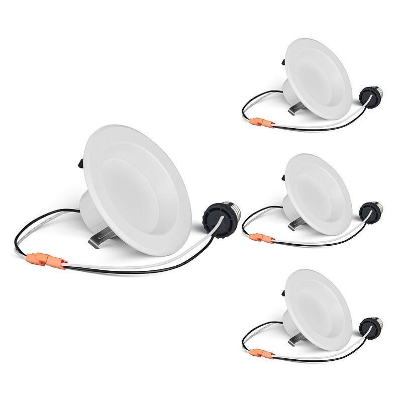 Bulbrite 12 Watt 4" Integrated LED Recessed Downlight with E26 Quick Connect, 5CCT - 27/30/35/40/50K, 1100 Lumens, 4/Pack image 1