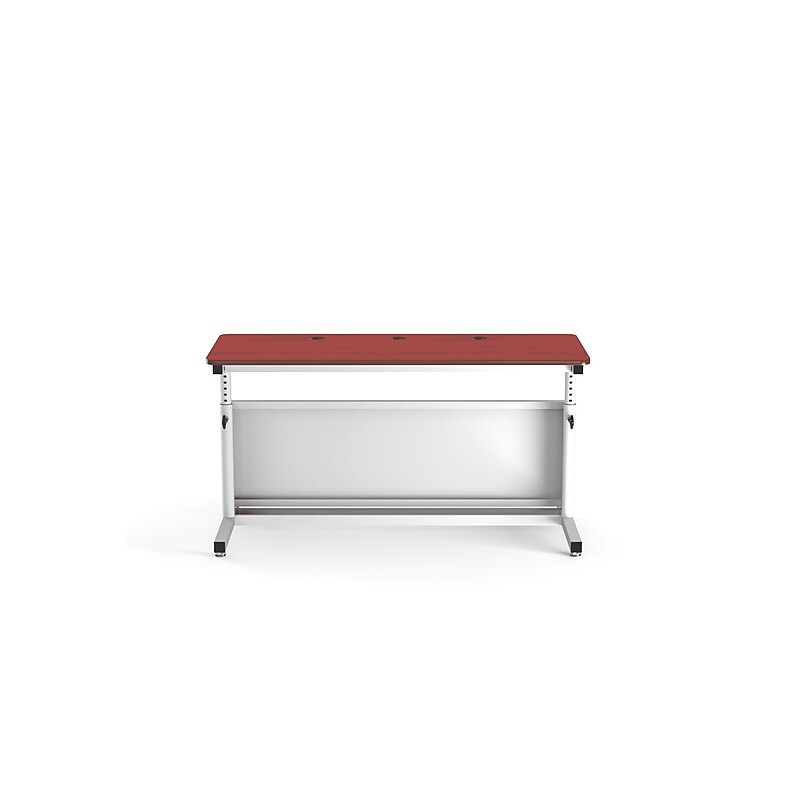 VersaDesk Deluxe 60"W Manual Adjustable Standing Computer Table, Cherry/White (CTL6024-WC) image 1