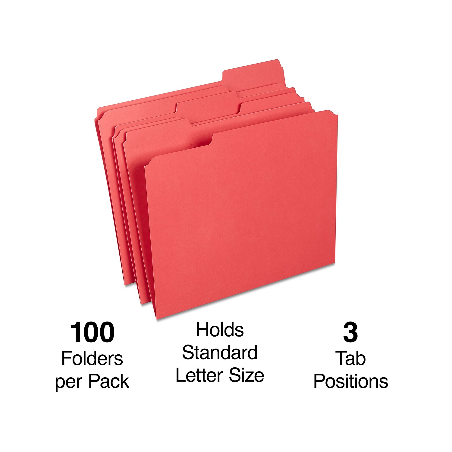 Red 1/3 Cut Letter Reinforced Top Tab File Folders 100/Box 