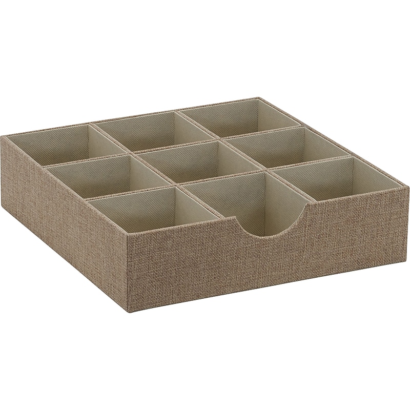 Household Essentials 9-Compartment Cardboard/Polyester Drawer Organizer, Tan (723-1) image 1