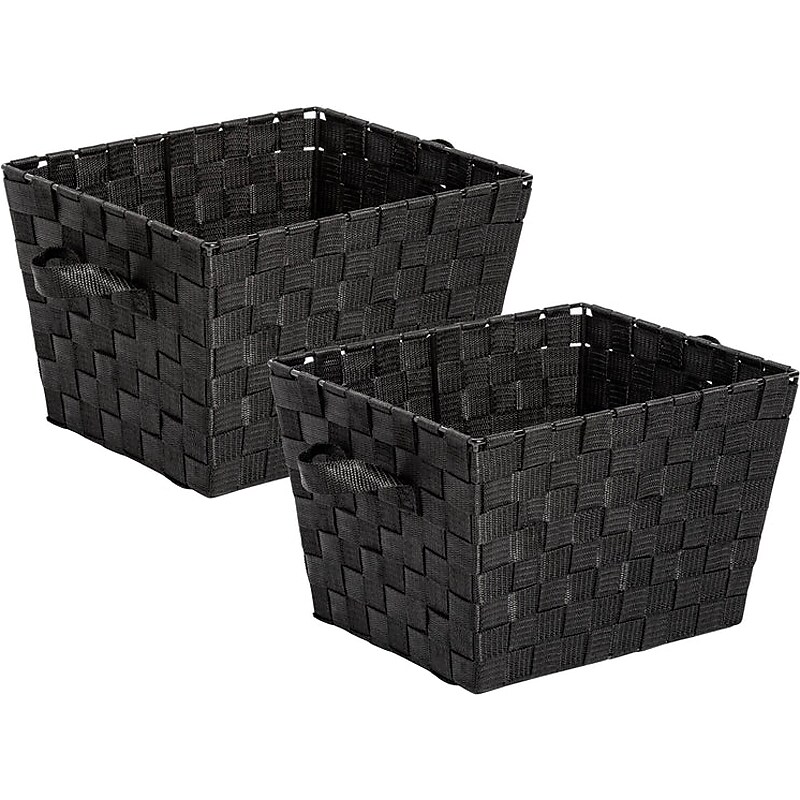 Honey-Can-Do Woven Storage Bin with Handles, Black, 2/Pack (STO-07800) image 1