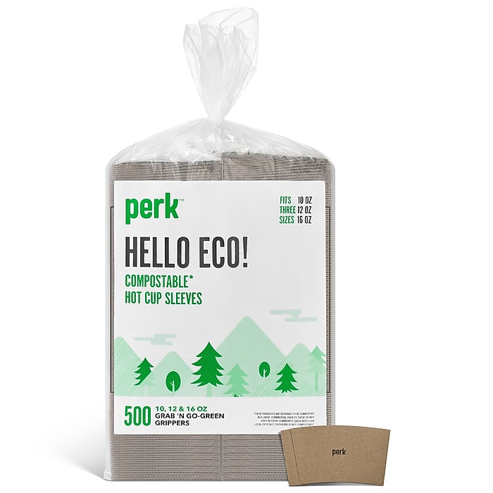 Perk™ Eco Paper Hot Cup Sleeve, Brown, 500/Pack (PK56227) | Staples
