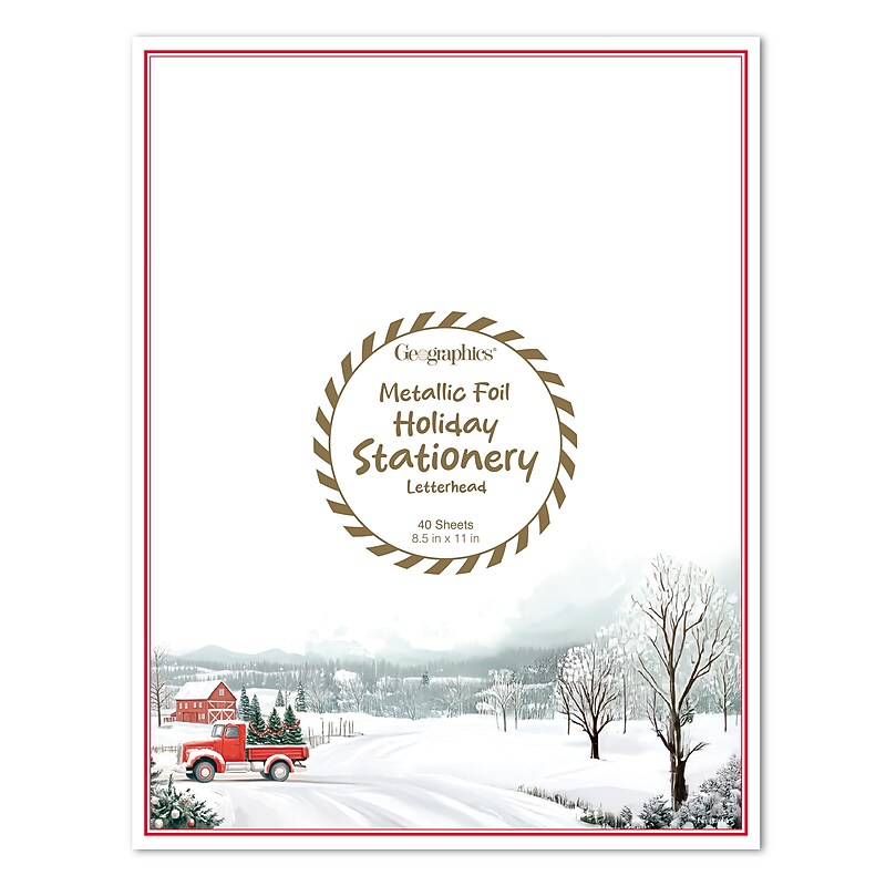 Geographics Red Truck Holiday Letterhead, Multicolored, 40 Sheets/Pack (50059) image 1