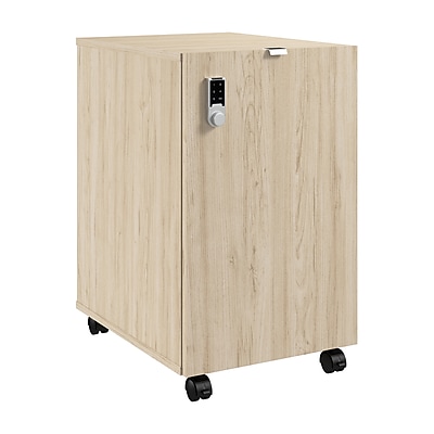 Bush Business Furniture Assure Mobile File Cabinet, Letter/Legal Size, Lockable, 26"H x 16"W x 20"D, Natural Elm (AUS216NESU)
