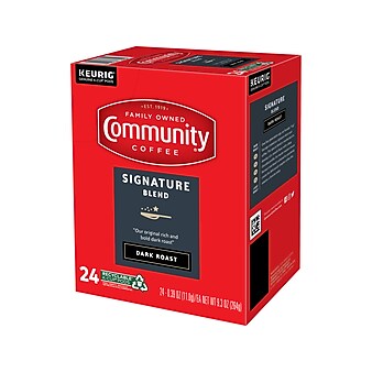 Community Coffee Signature Blend Keurig K-Cup Pod, Dark Roast, 24/Box (5000374328)