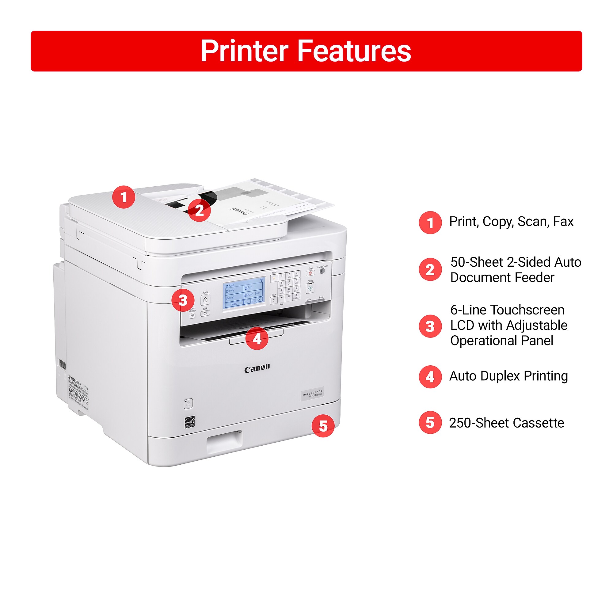Canon MF287dw Wireless Black & White All-In-One Laser Printer, Best for Office (6354C005) Sansujyuku sansujyuku.com