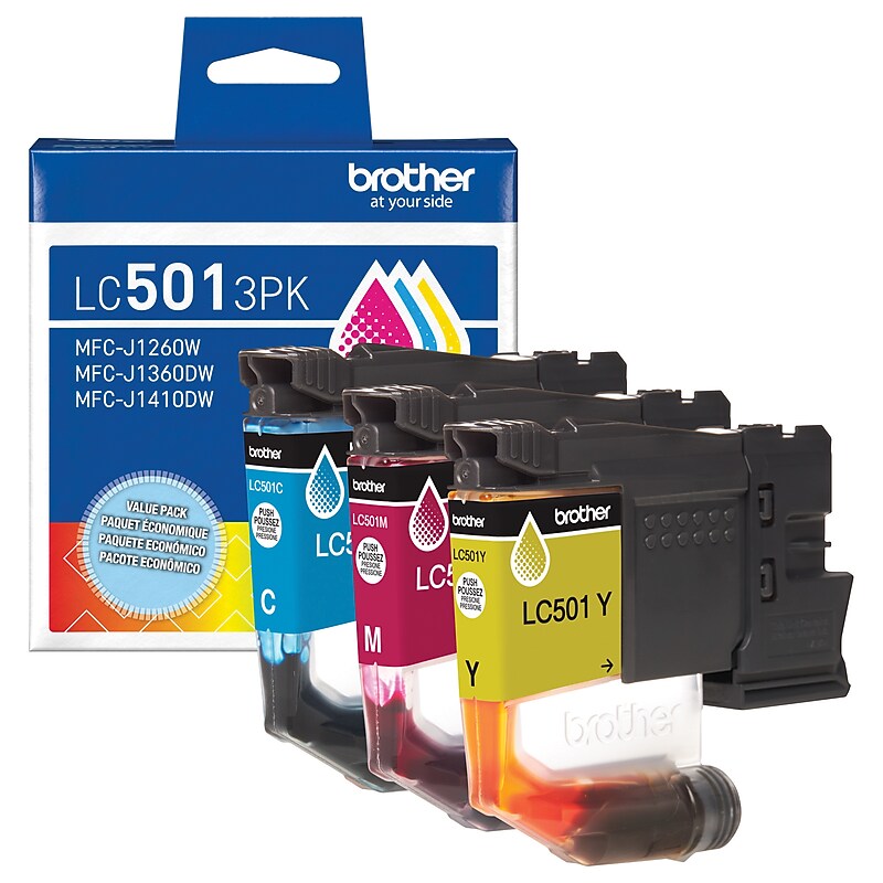 Brother LC501 Cyan/Magenta/Yellow Standard Yield Ink Cartridges, 3/Pack (LC5013PKS) image 1