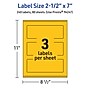 Avery Laser/Inkjet Rectangle Multipurpose Labels, 2.5" x 7", Bright Yellow, 240/Box (94247)~#|#~BA4CBA36-3E82-406D-9E6E03F1D46C1A01_sc7