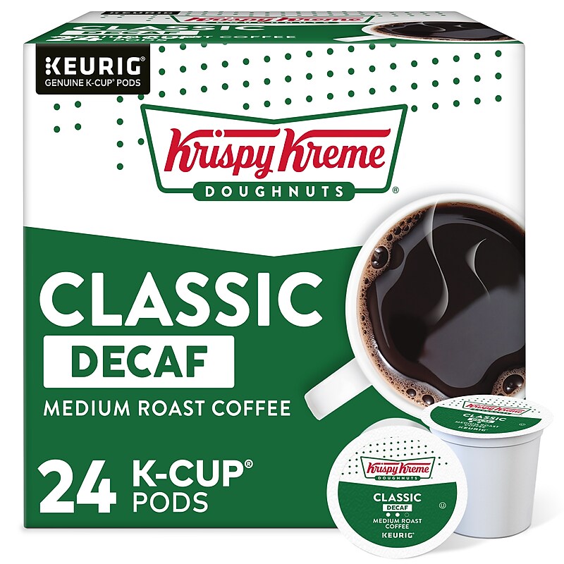 Krispy Kreme Classic Decaf Coffee, Medium Roast, Keurig K-Cup Pods, 24/Box (06111) image 1
