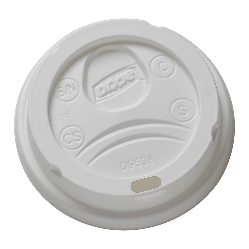 Dixie Dome Plastic Hot Cup Lids, 8 oz., White, 1000/Carton (9538DX) image 1
