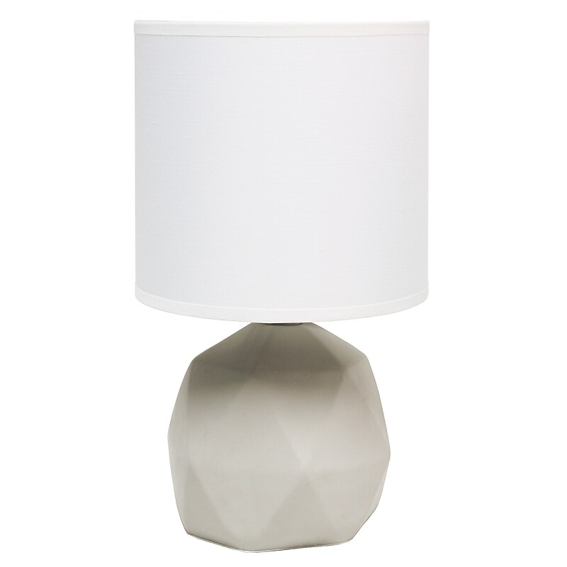Creekwood Home Geometric Concrete 10.62" LED Table Lamp, White (CWT-1011-WH) image 1
