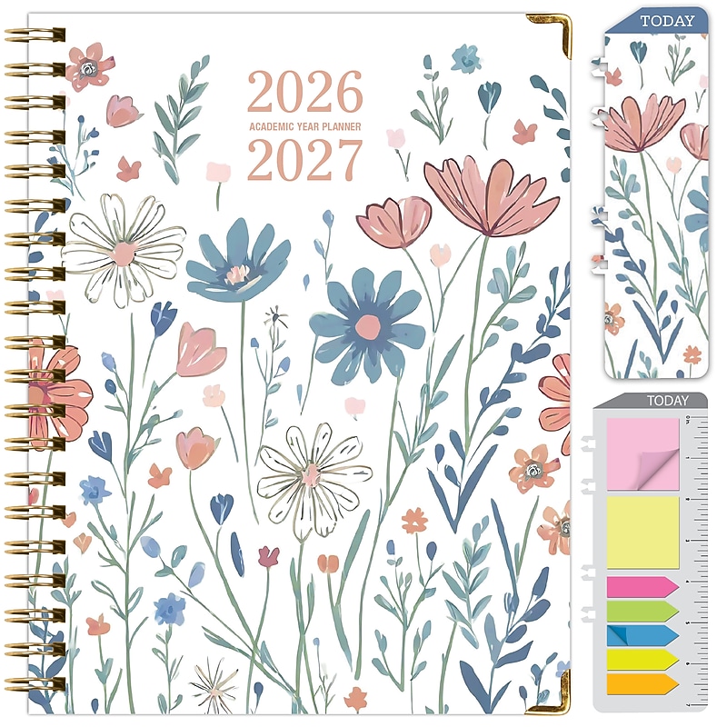 2026-2027 Excello Brands 8.5" x 11" Academic Weekly & Monthly Planner, Paperboard Cover, Colorful Botanicals (NAY27-8511FC-30) image 1