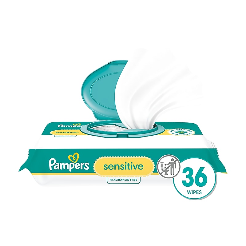 Pampers Sensitive Unscented Baby Wipes, 36 Count (18860) image 1