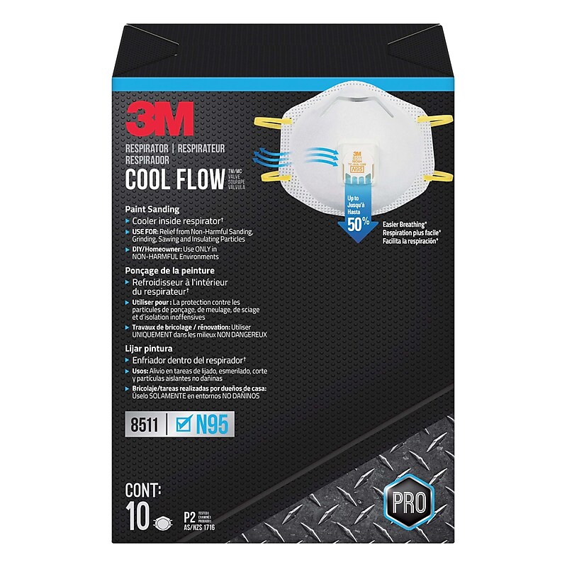3M Disposable N95 Respirator with cool flow valve, 10/Pack (8511P10-DC-PS) image 1