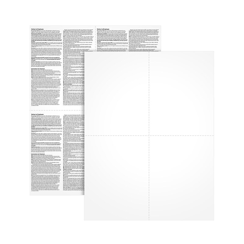 Adams 2024 W-2 4-up Employee Copy Blank Front with Copy B&C Backers,  Laser/Inkject Tax Forms, 100 sheets/pack (LW24UPB100) image 1