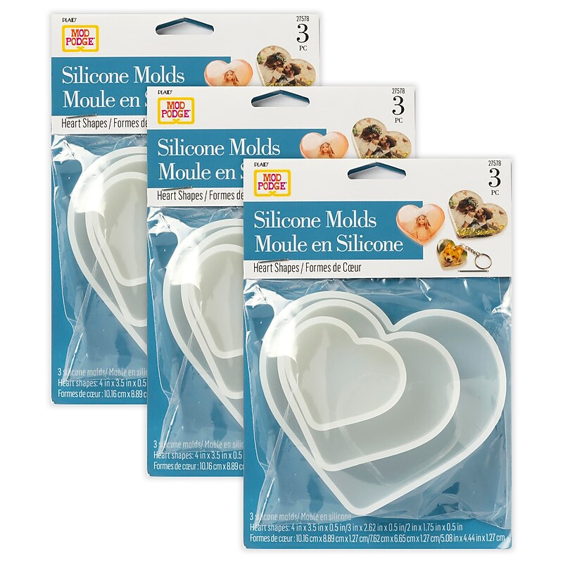 Mod Podge Silicone Resin Mold, Hearts, 3/Pack, 3 Packs/Bundle (MOD27578-3) image 1