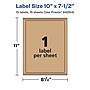 Avery Laser/Inkjet Rectangle Multipurpose Labels, 10" x 7.5", Kraft Brown, 15 Labels/Pack ( 94264)~#|#~BA858000-835B-472C-869BCC671B32B775_sc7