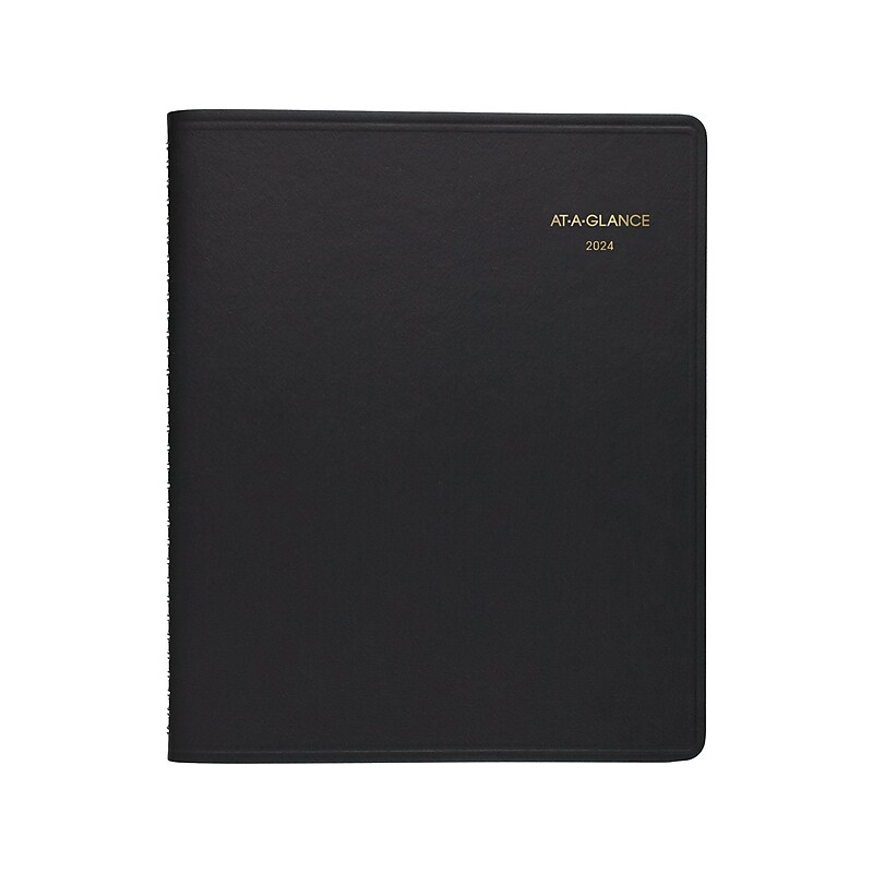 2024 AT-A-GLANCE 24-Hour 8.5" x 11" Daily Appointment Book, Black (70-214-05-24) image 1