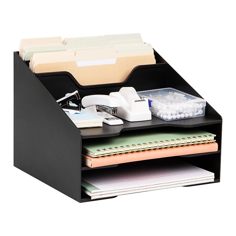 Mind Reader 5-Compartment Plastic Desk Tray, Black (ANCHBOX5-BLK) image 1